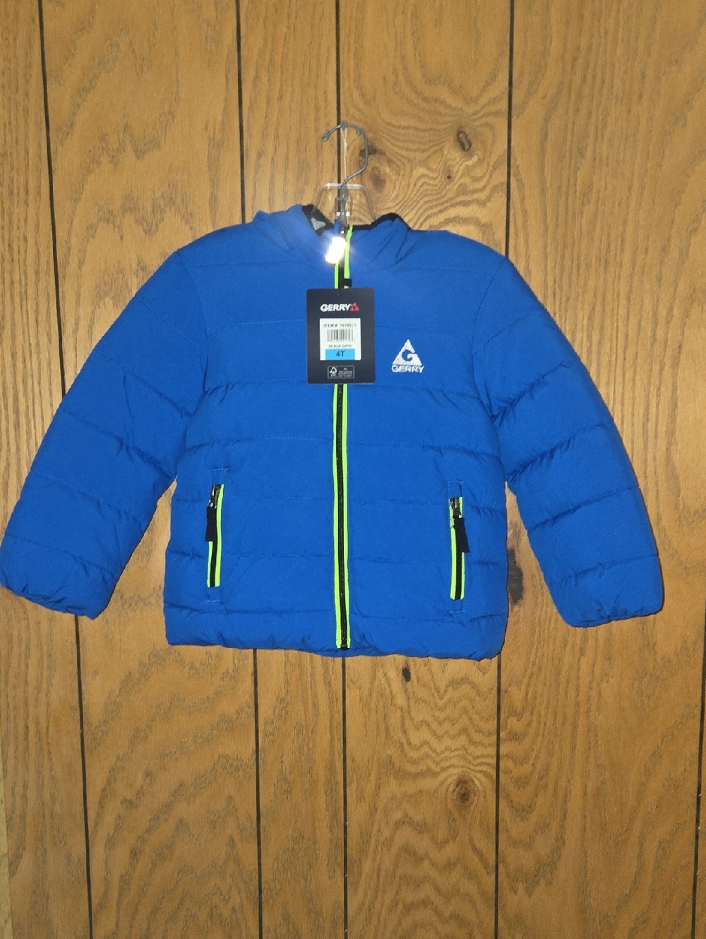 Gerry Bright Blue Puffer Jacket with Neon Trim